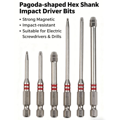 Screwdriver Bits Set 6pcs with Magnetic Hex Shank Pagoda