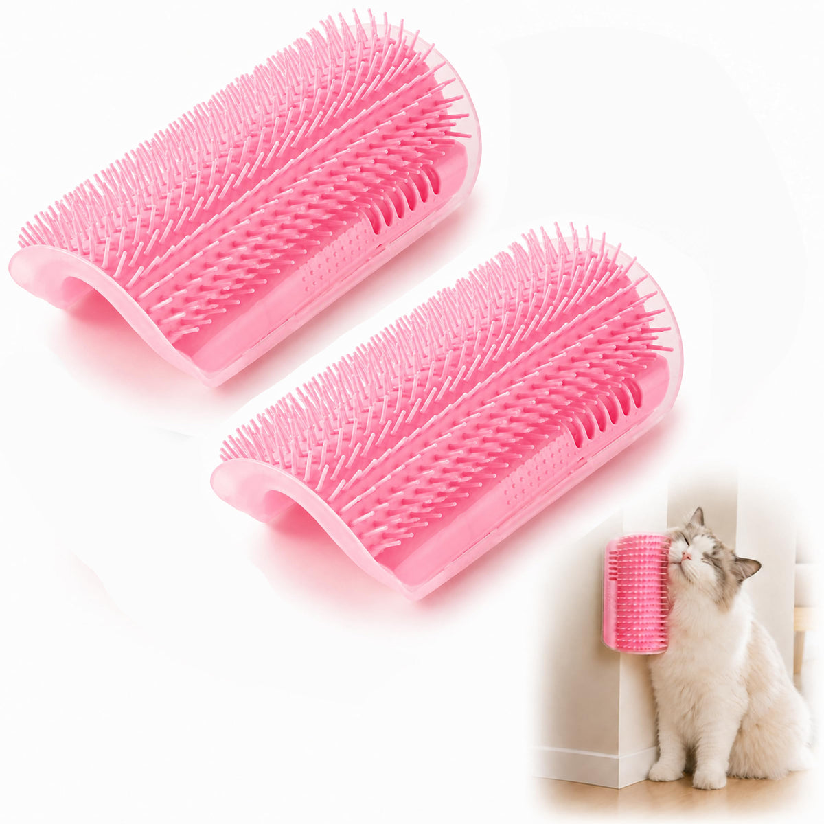 2 Pack Cat Self Groomer Wall Brush , Corner Cat Grooming Comb