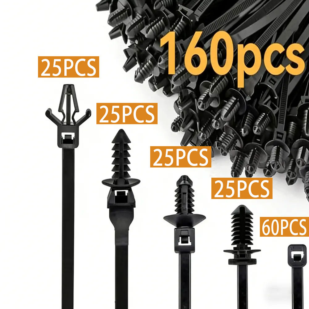 160Pcs Nylon Universal Cable Tie Buckle Zip Tie Clips