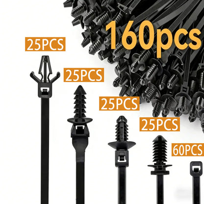 160Pcs Nylon Universal Cable Tie Buckle Zip Tie Clips