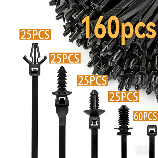 160Pcs Nylon Universal Cable Tie Buckle Zip Tie Clips