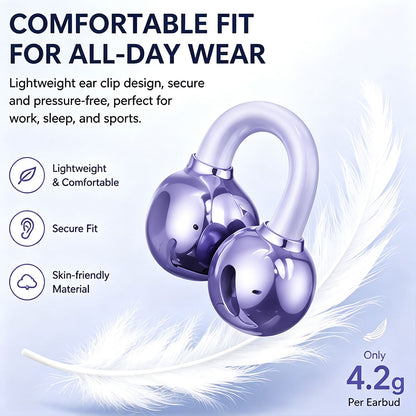 Wireless Bluetooth Earbuds with LED Display 2 Pack Open Ear Clip Earphones