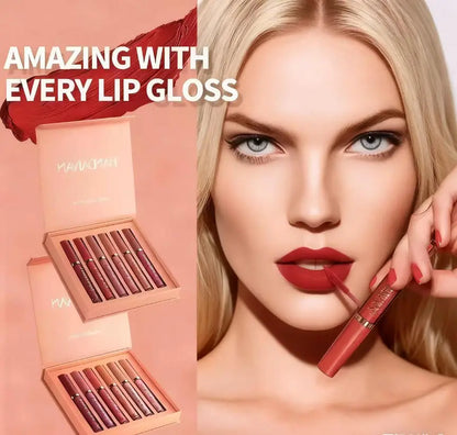 6Pcs Matte Liquid Lipstick Makeup Set - Matte liquid Long-Lasting Wear Non-Stick Cup Not Fade Waterproof Lip Gloss
