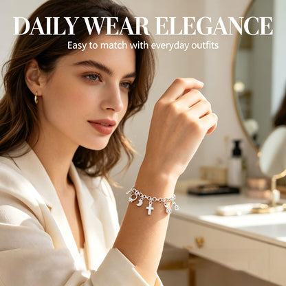 S925 Silver Thirteen Hanging Pieces Bracelet For Women, Gift Bracelets & Bangles Jewelry