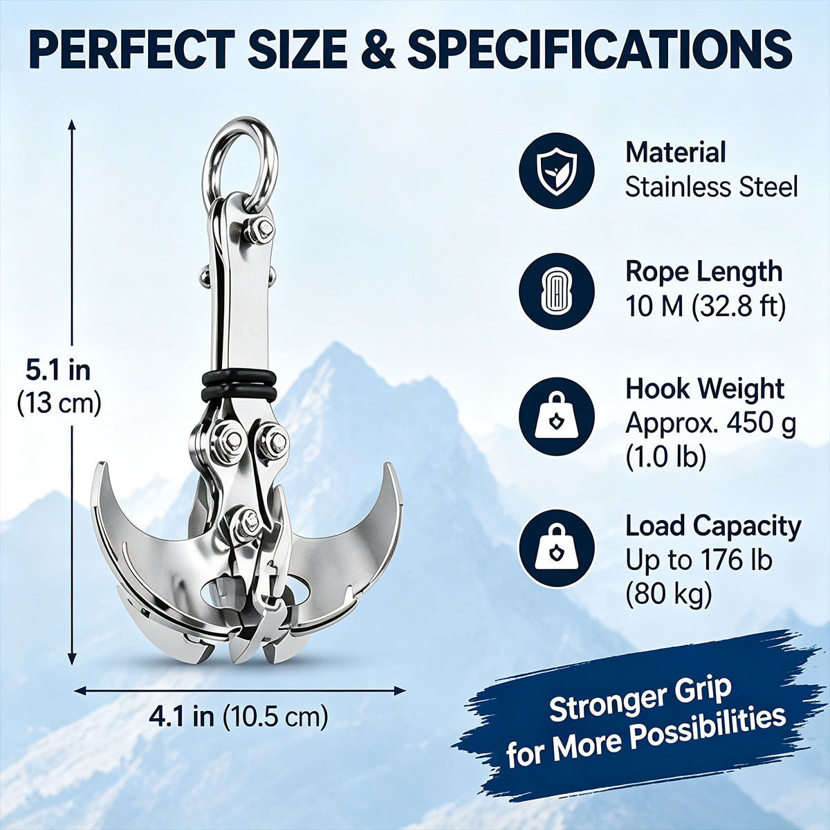 Foldable 4-Claw Climbing Hook for Outdoor Camping, Hiking, Rescue and Survival
