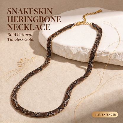 Stylish Metallic Faux Flat Snake Chain Choker