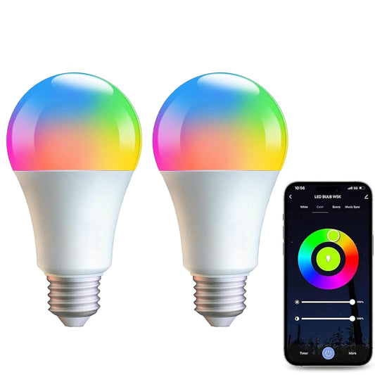 2Pack RGB Smart Light Bulbs Compatible with Alexa & Google Home