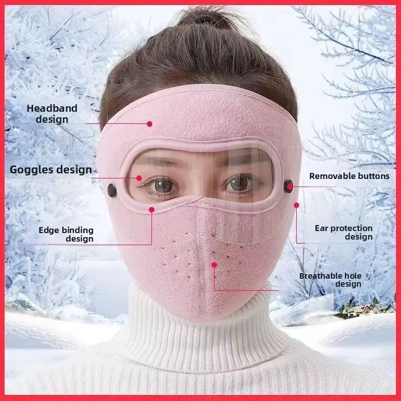 Unisex Winter Face Mask with Removable Goggles