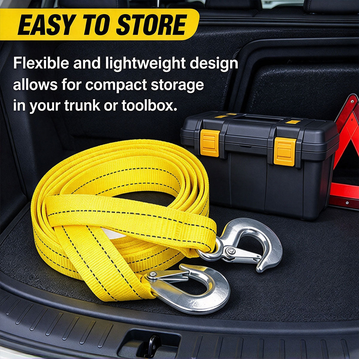 4M (13FT) Heavy Duty Car Tow Strap with Safety Hooks