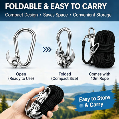 Foldable 4-Claw Climbing Hook for Outdoor Camping, Hiking, Rescue and Survival