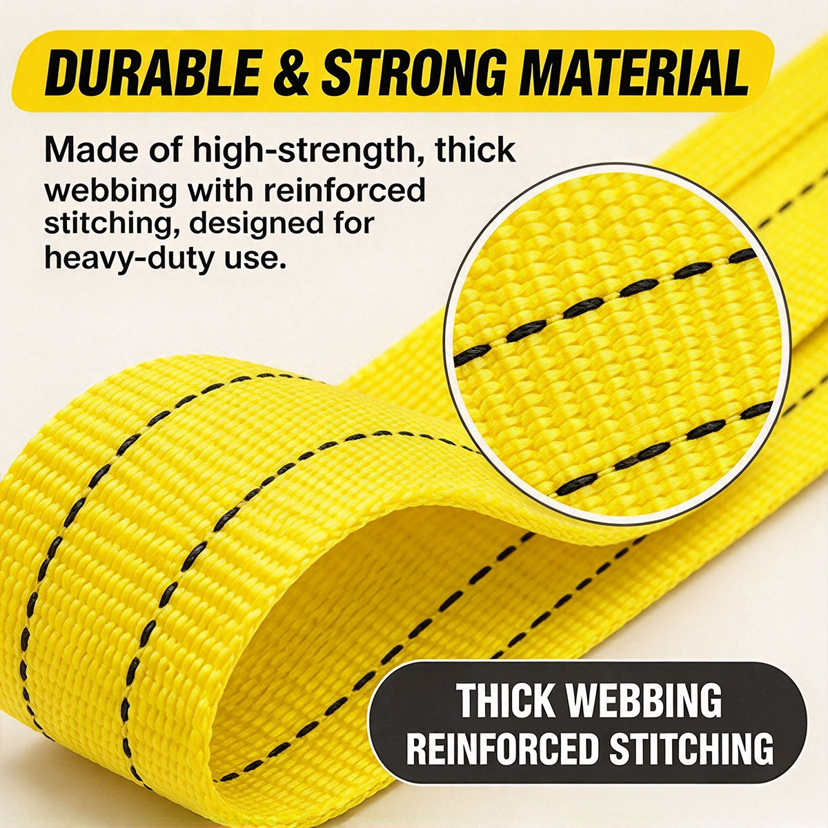 4M (13FT) Heavy Duty Car Tow Strap with Safety Hooks