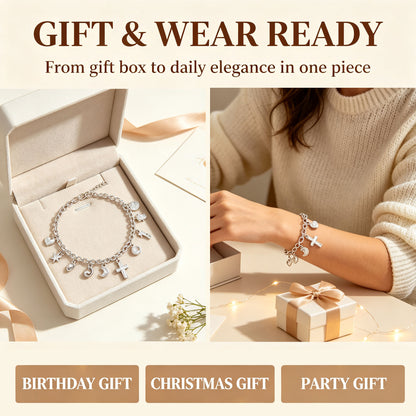 S925 Silver Thirteen Hanging Pieces Bracelet For Women, Gift Bracelets & Bangles Jewelry