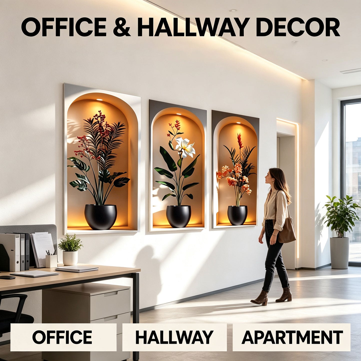 3D Elegant Tropical Plant Niche Decorative Wall Stickers