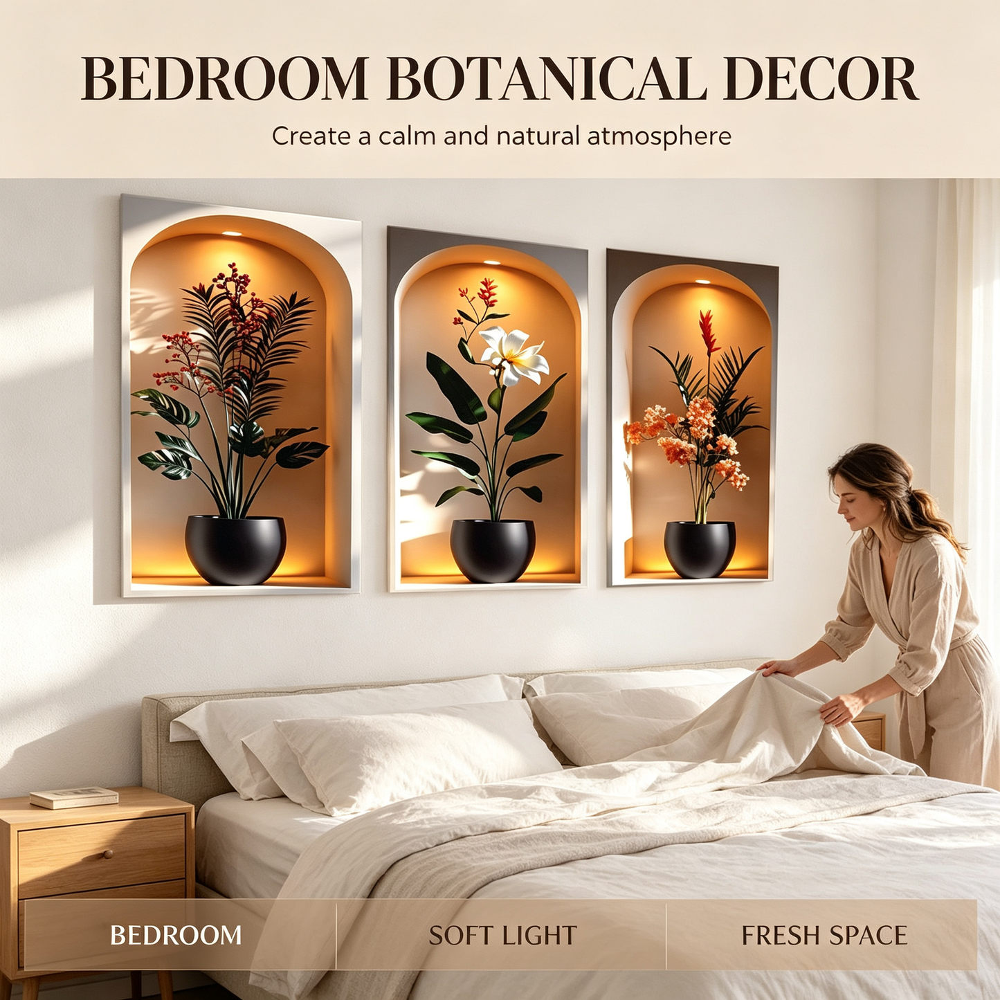 3D Elegant Tropical Plant Niche Decorative Wall Stickers