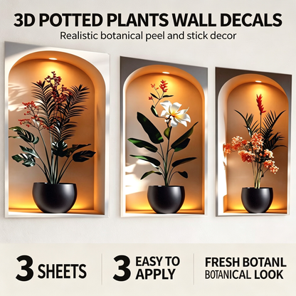 3D Elegant Tropical Plant Niche Decorative Wall Stickers