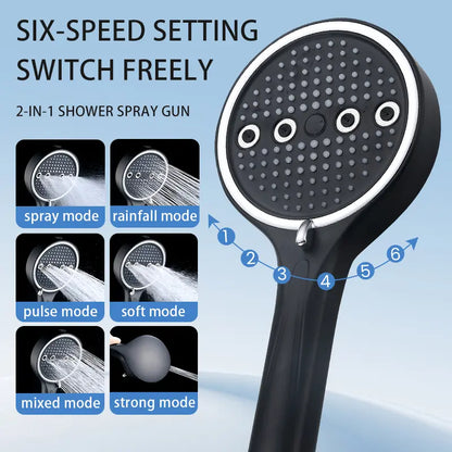 Powerful 6-Mode Handheld Shower Head High Pressure Water Spray