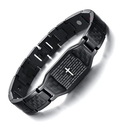 Stainless Steel Cross Magnetic Bracelet - Adjustable Design