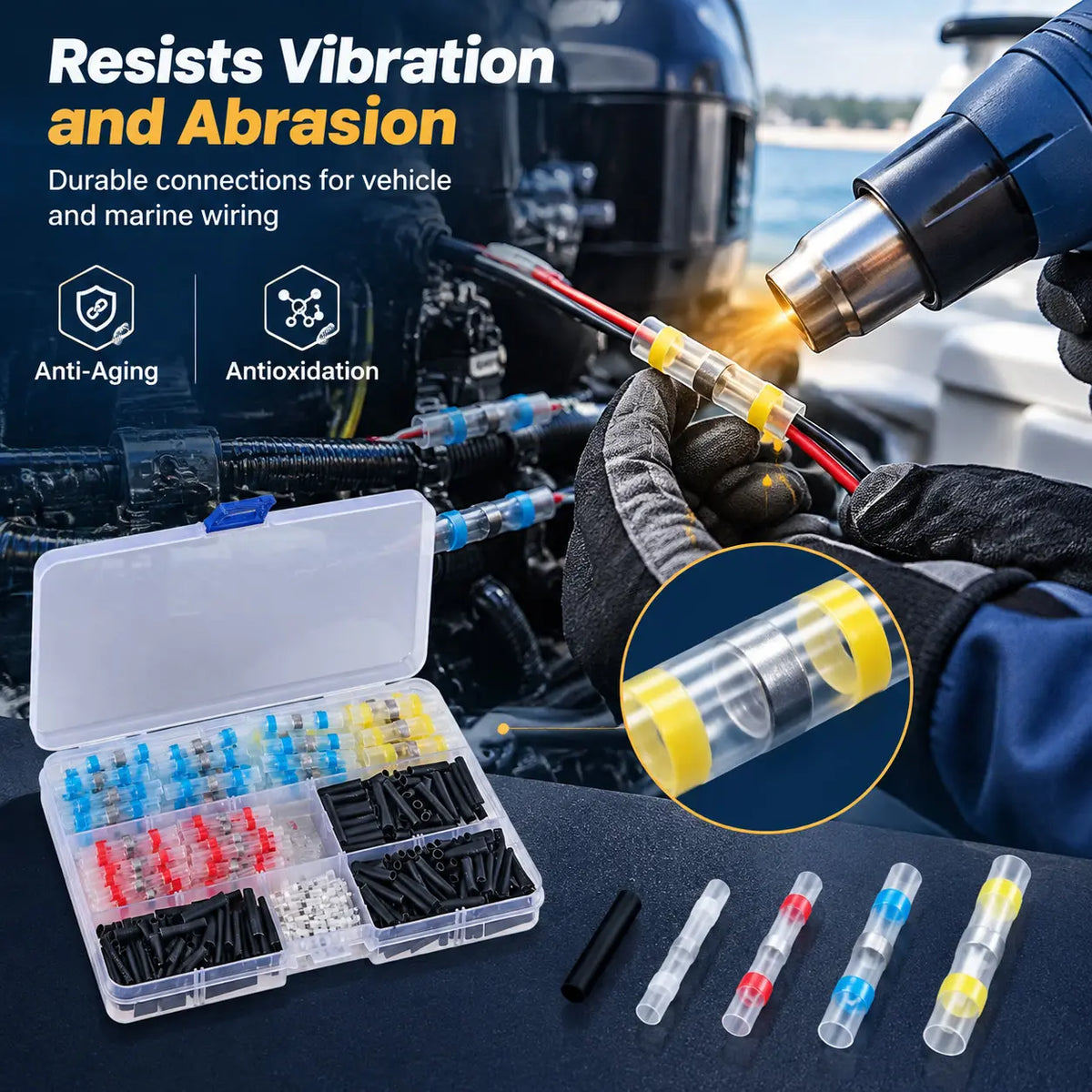300PCS Solder Seal Heat Shrink Wire Connectors - Quick Splice Wire Butt Terminals