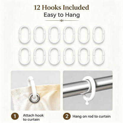 Waterproof Shower Curtain, Floral Swan Bathroom Curtain with 12 Hooks