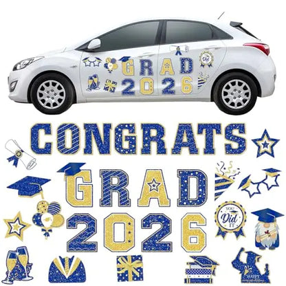 30PCS 2026 Graduation Car Magnets Congrats Grad Magnetic Bumper Stickers