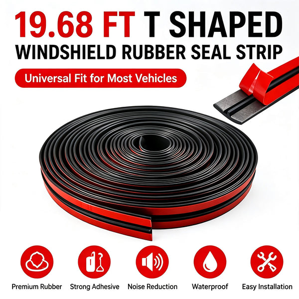 19.68ft T-Shape Windshield Rubber Seal Strip