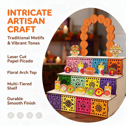 Mexican Day of the Dead 3-Tier Wooden Altar Display Set