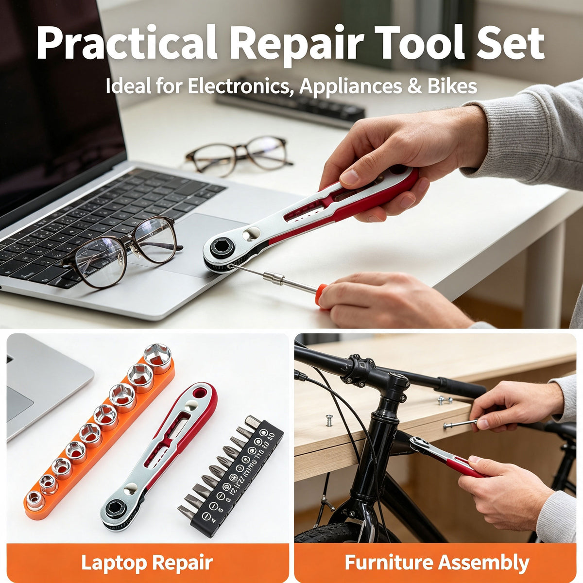 20-Piece Ratchet Screwdriver Set with 36 Teeth for Tight Spaces ,Chrome Vanadium Steel Bits for Electronics Repair