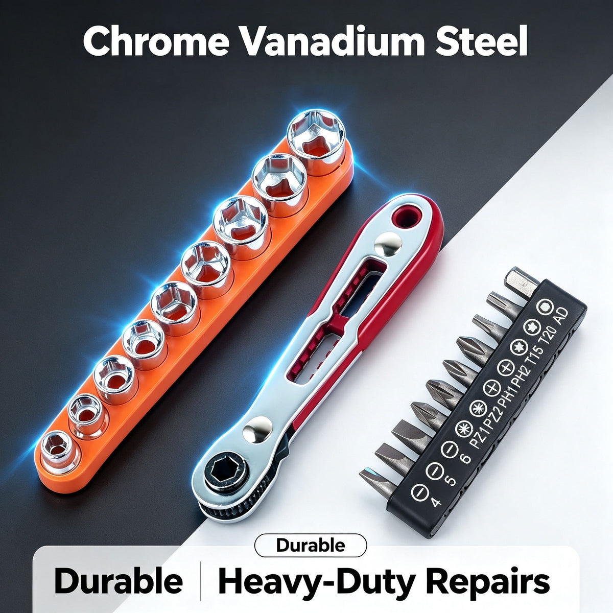 20-Piece Ratchet Screwdriver Set with 36 Teeth for Tight Spaces ,Chrome Vanadium Steel Bits for Electronics Repair