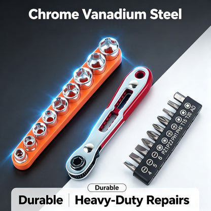 20-Piece Ratchet Screwdriver Set with 36 Teeth for Tight Spaces ,Chrome Vanadium Steel Bits for Electronics Repair