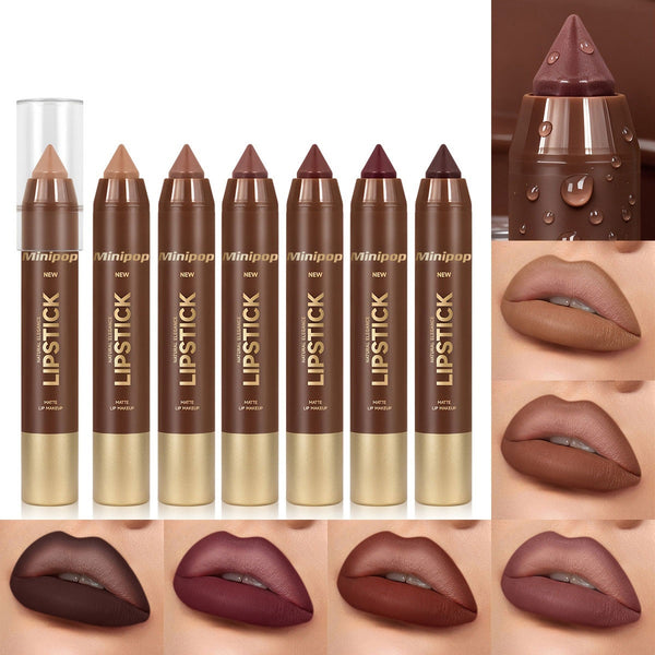 Mauve Brown Matte Lip Liner and Lipstick Combo Set Kit