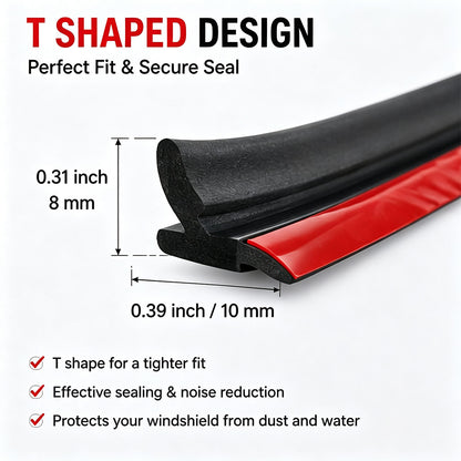 19.68ft T-Shape Windshield Rubber Seal Strip
