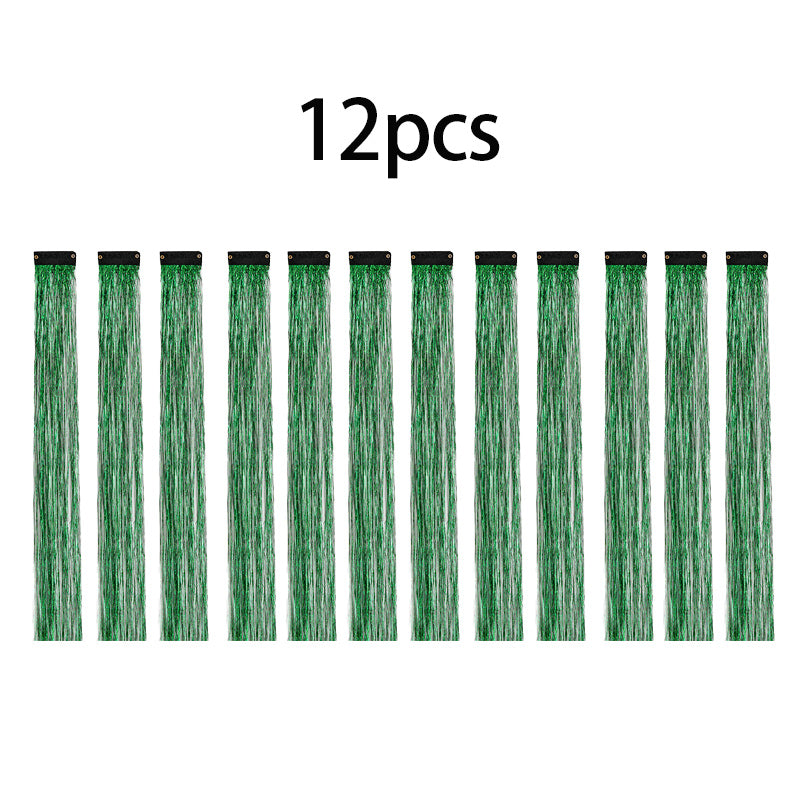 12PCS Hair Tinsel Clip In Glitter Fairy Tinsel Hair Extensions Gift