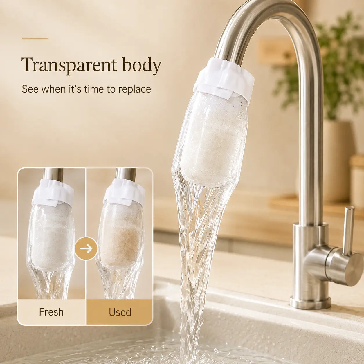 50PCS Universal Sink Tap Water Filter Refill with Installation Strap