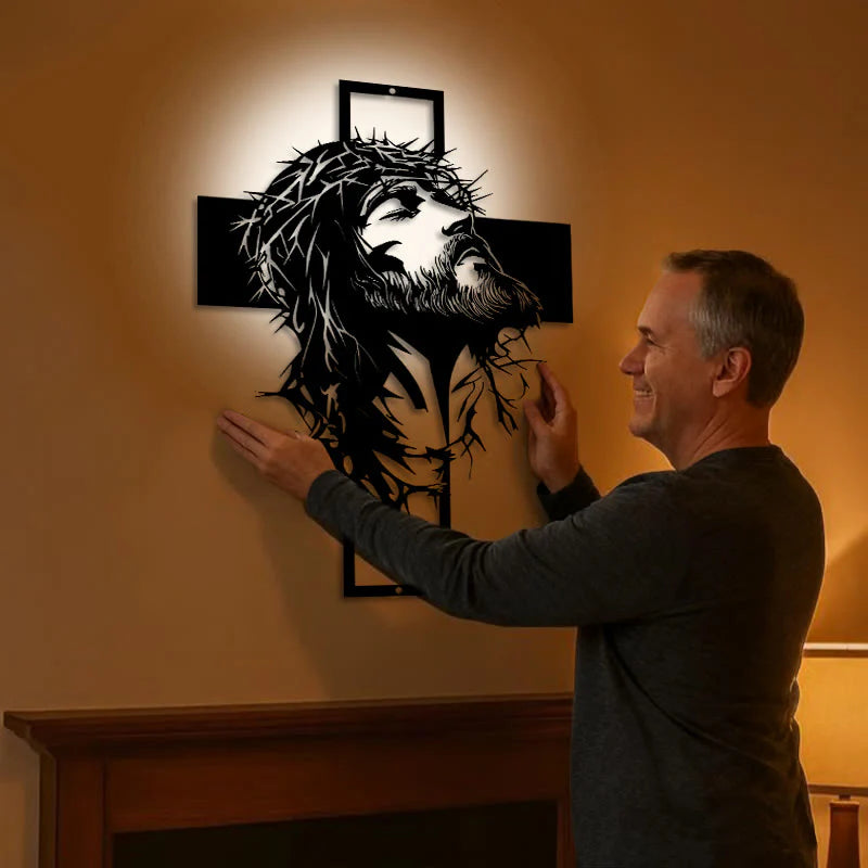 Crown of Thorns Jesus Cross Metal Wall Decor: Heartfelt Faith Statement