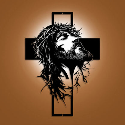 Crown of Thorns Jesus Cross Metal Wall Decor: Heartfelt Faith Statement