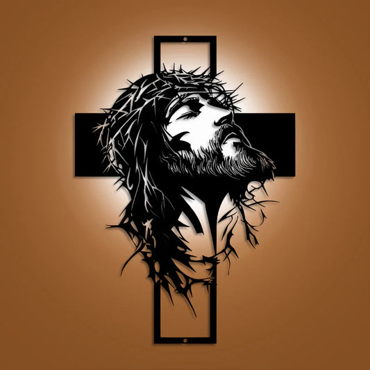 Crown of Thorns Jesus Cross Metal Wall Decor: Heartfelt Faith Statement