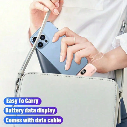 Portable Dual Connector For iPhone & USB C Mini Power Bank Charger Fast Charging