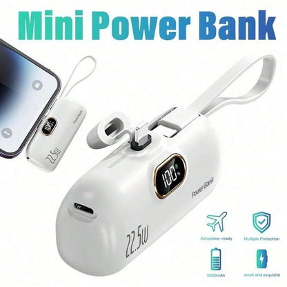 Portable Dual Connector For iPhone & USB C Mini Power Bank Charger Fast Charging