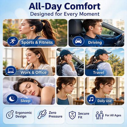 3 In 1 Earbuds with Clip‑On, In‑Ear & Sleep Earphones