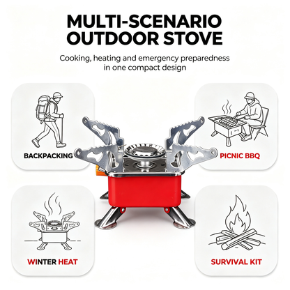Portable Propane Gas Camping Stove,2800W Collapsible Windproof for Outdoor Cooking, Backpacking, Hiking and Picnic