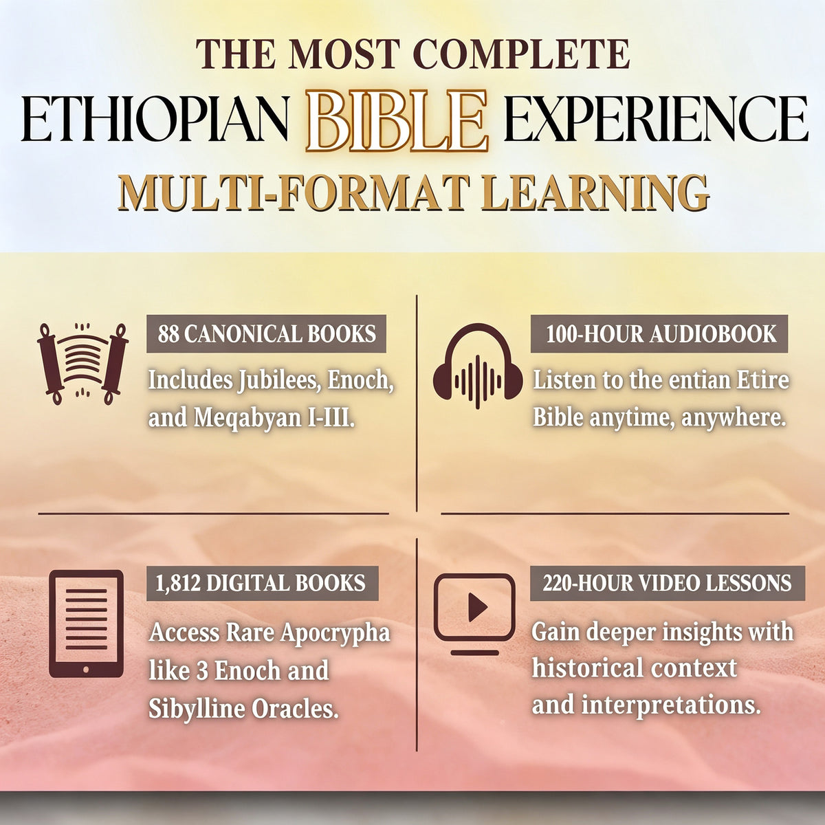 THE COMPLETE ETHIOPIAN BIBLE in English 88 Scriptures: including Missing Apocrypha, Book of Enoch, Jubilees