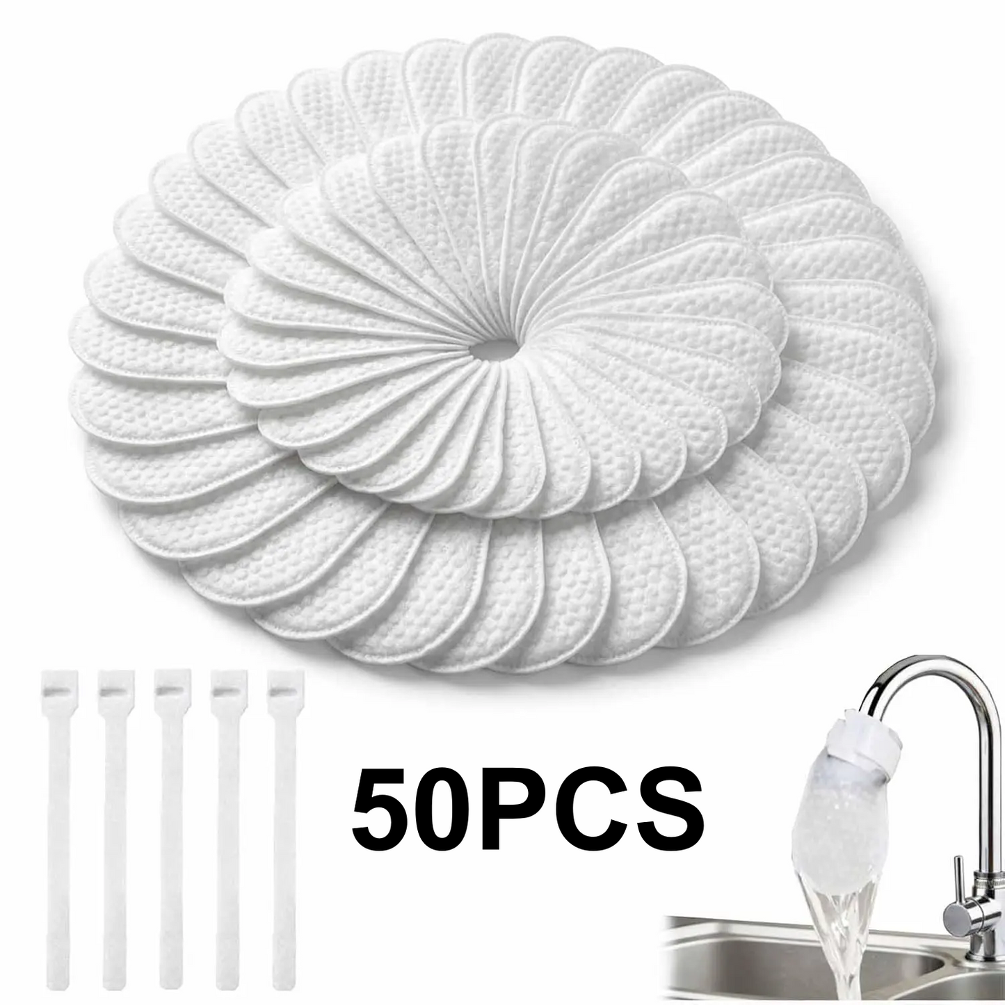 50PCS Universal Sink Tap Water Filter Refill with Installation Strap