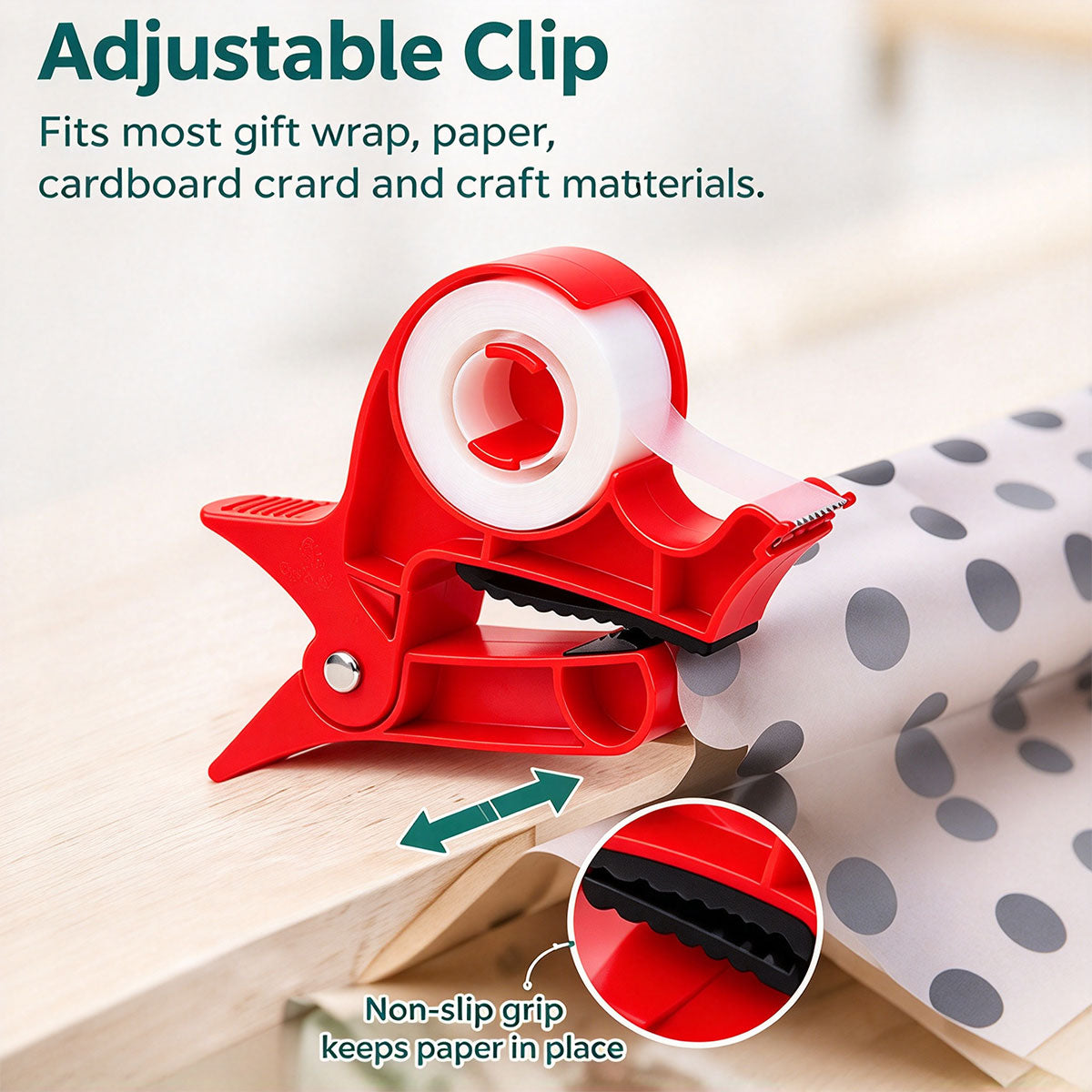 Set of 2 Table Clamps – Adjustable Wrapping Paper Clamps with Gift Wrap Tape Dispenser
