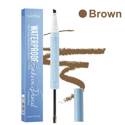 Dual-Ended 4-Tip Precision Eyebrow Pencil with Spoolie Brush