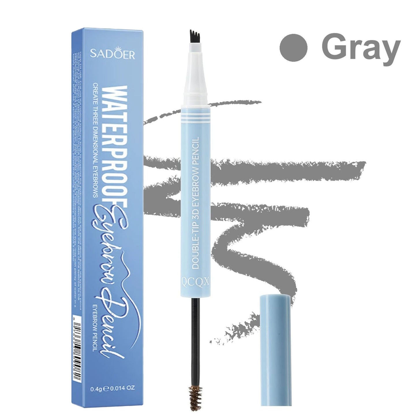 Dual-Ended 4-Tip Precision Eyebrow Pencil with Spoolie Brush