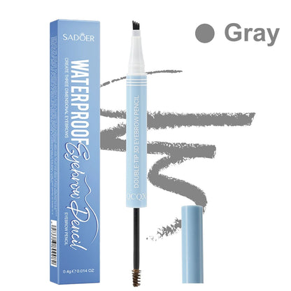 Dual-Ended 4-Tip Precision Eyebrow Pencil with Spoolie Brush