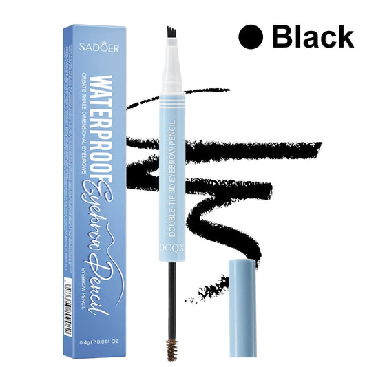 Dual-Ended 4-Tip Precision Eyebrow Pencil with Spoolie Brush