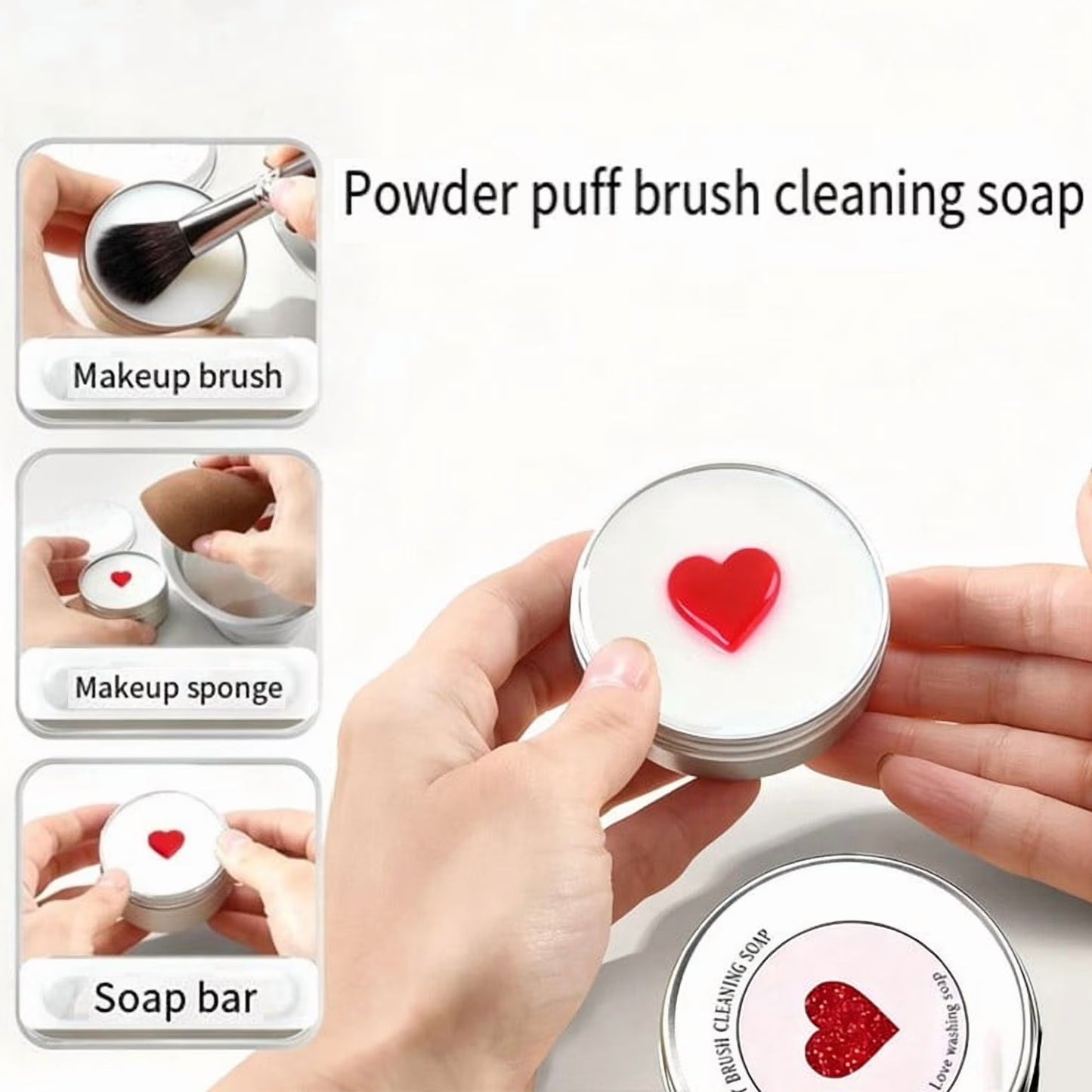Makeup Brush Cleaner Soap with Silicone Cleaning Pad,Savon nettoyant pinceaux Solid brush cleaner 3.52oz/100g