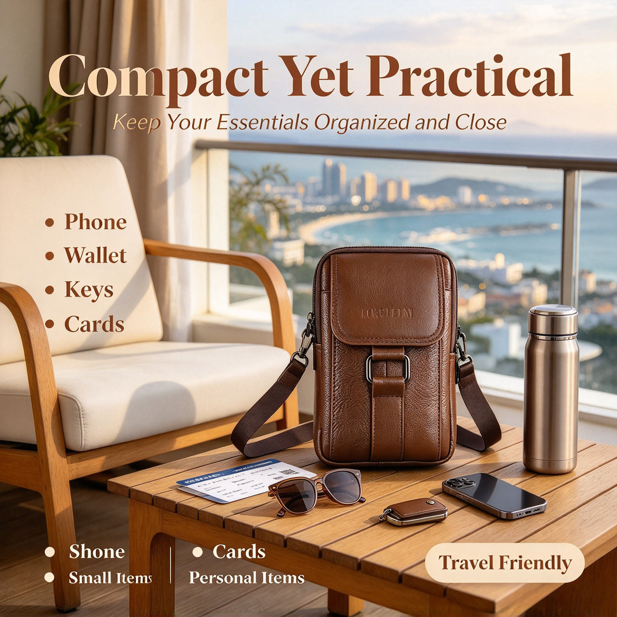 Genuine Leather Crossbody Bag, Messenger Bag Cell Phone Purse