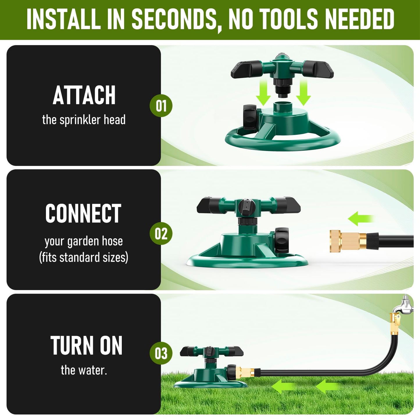Automatic 360 Rotating  Lawn & Garden Sprinkler for Large Area Coverage